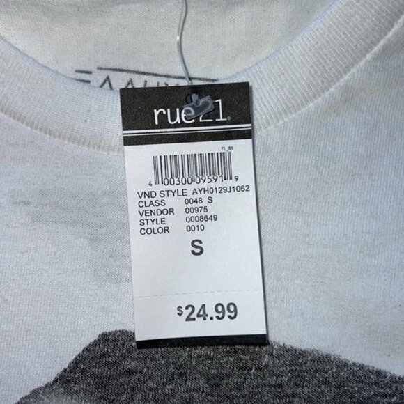 Rue21 Aaliyah Graphic Tee White & Gold Glitter Cotton Short Sleeve Womens Size S - Picture 4 of 7